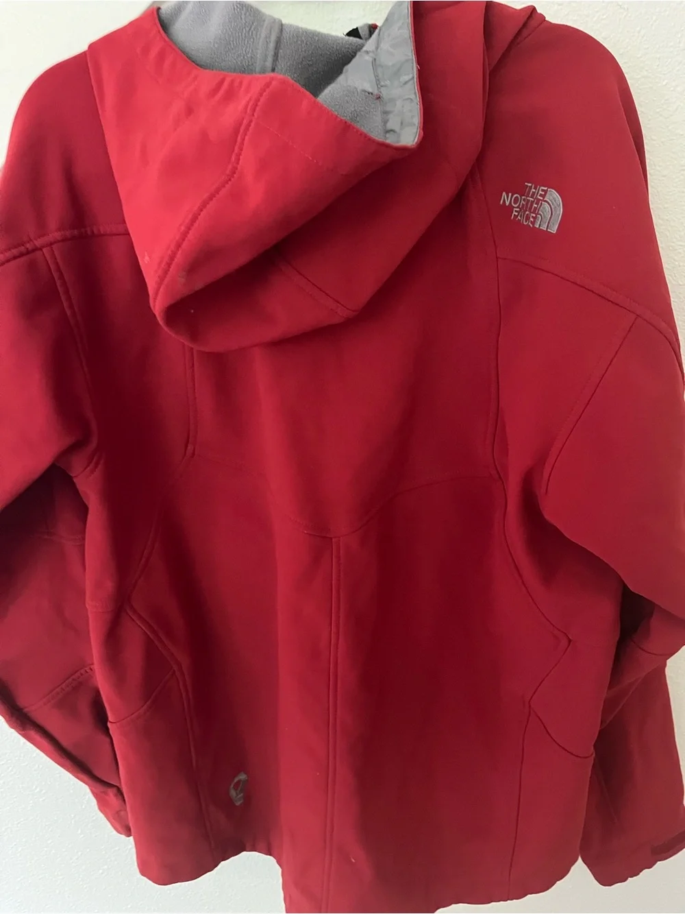 The North Face Red Softshell Jacket with White Logo